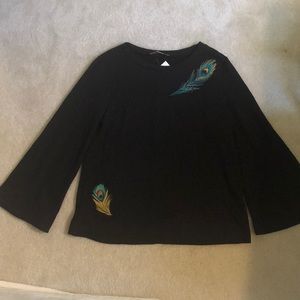LOFT peacock cotton sweater w/Bell sleeves